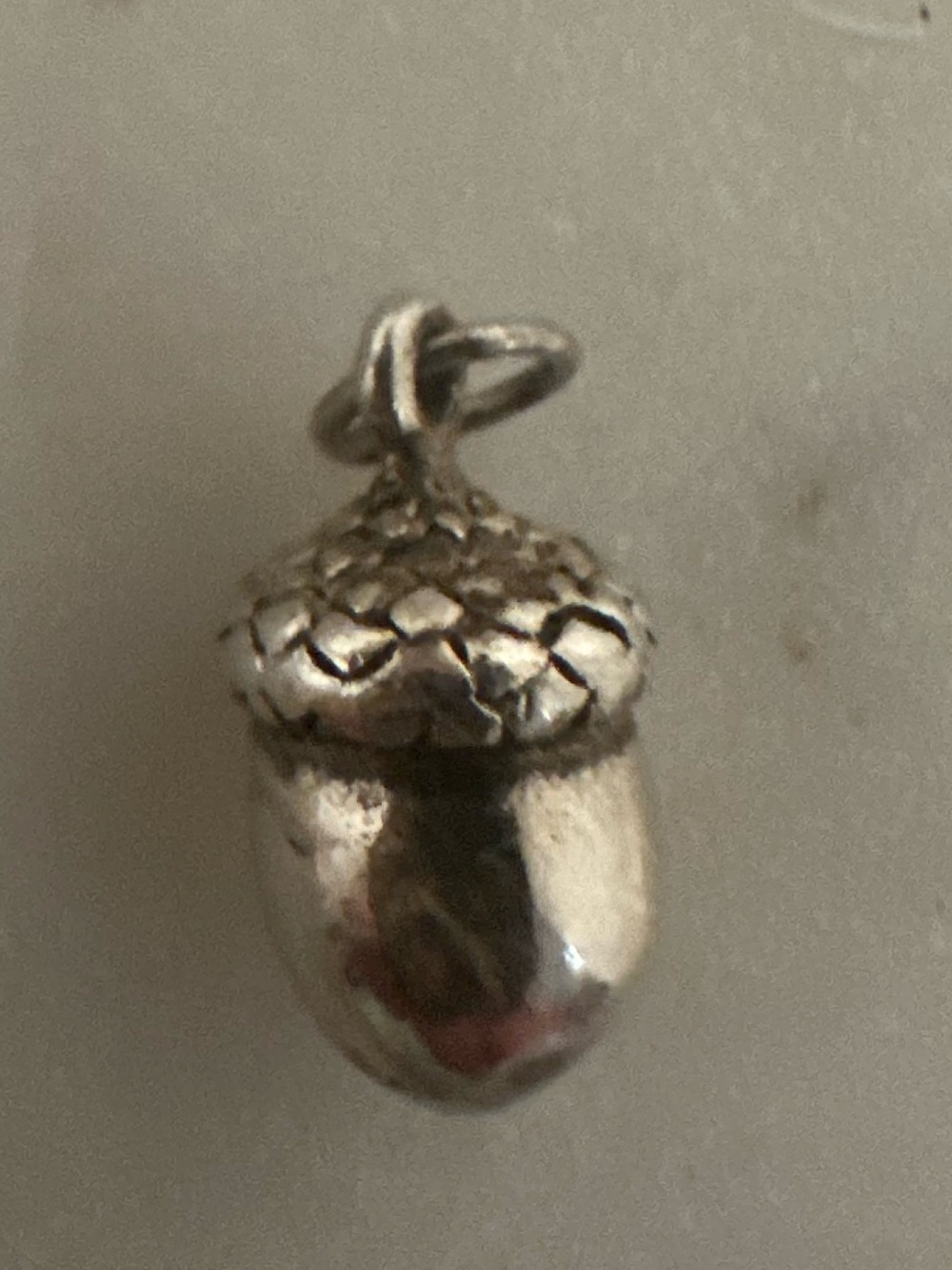 Textured Acorn Pendant Necklace - Silver Finish